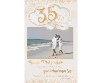 Card 35th Wedding Anniversary, Couple walking by the sea, 13x20,5 cm